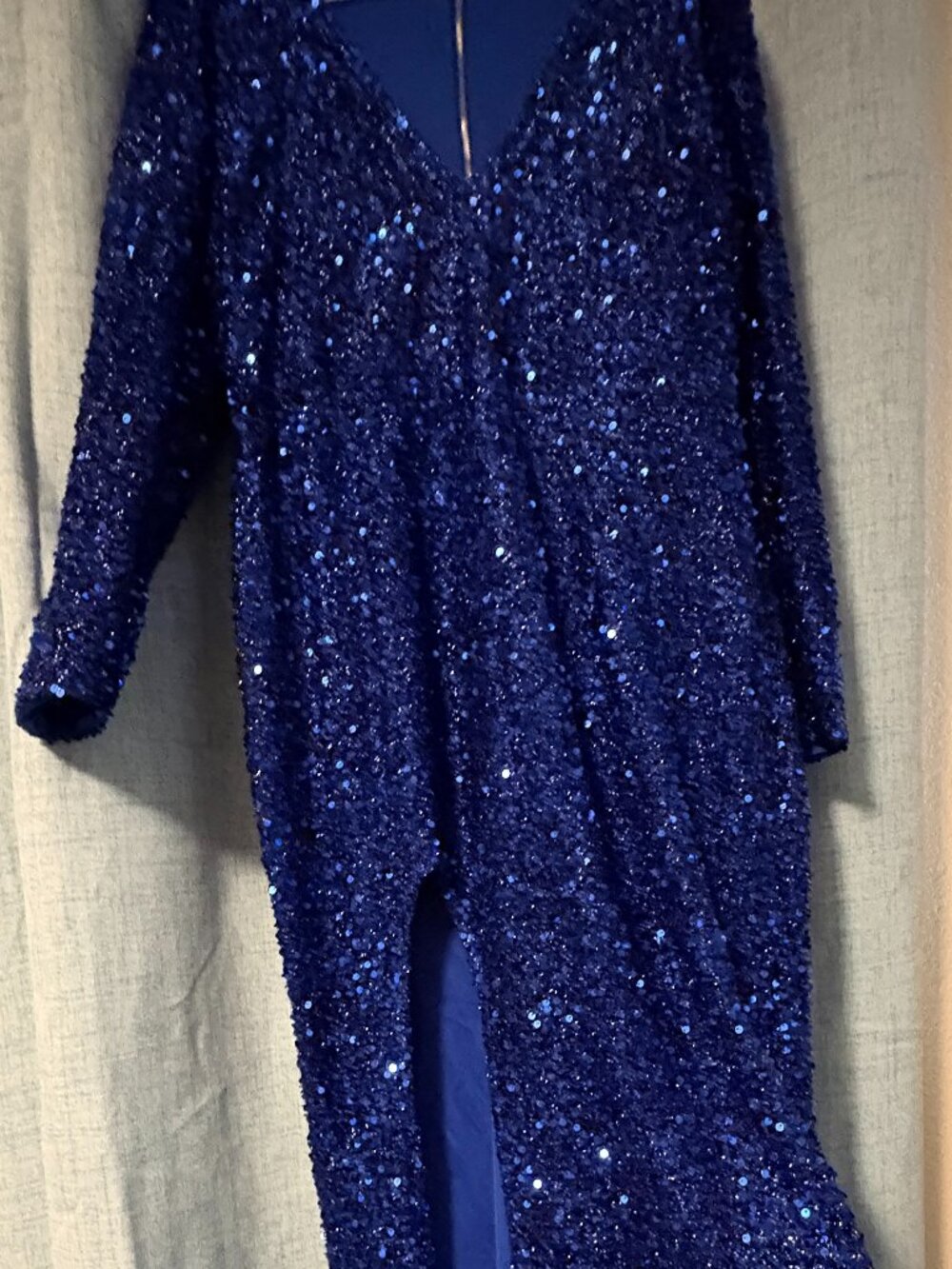 Royal Blue Split Thigh Sequin Formal Dress Size XXL